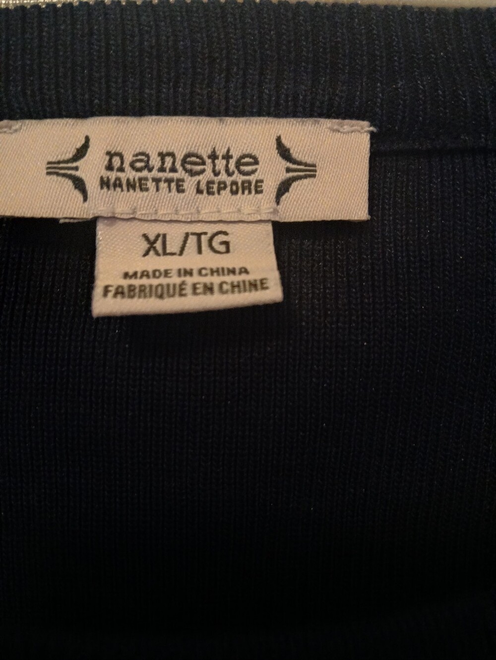 Nannette Navy Ribbed Knit Top with Blue-White Striped Sleeve Detail - Picture 8 of 12